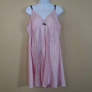 Vintage Y2K Morgan Taylor Babydoll Slip Dress Pink Lace Dainty Feminine XXL Bow